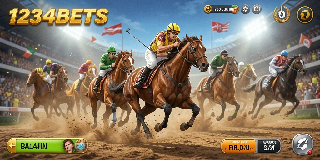 Tampilan gameplay menarik dari 1234BETS dengan mobil balap cepat.