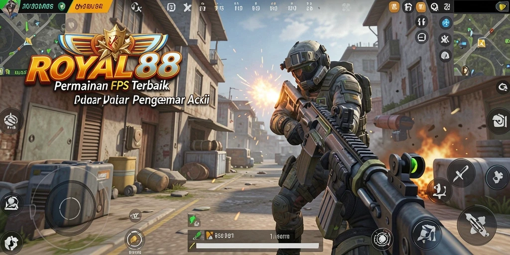 Screenshot gameplay ROYAL88 menunjukkan aksi tembak-menembak yang mendebarkan.