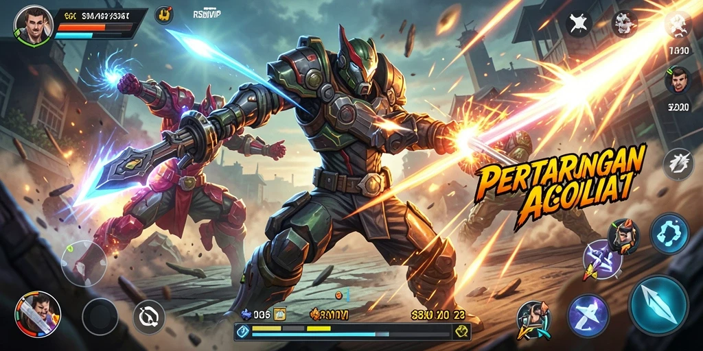 Tangkapan layar gameplay RSNVIP menampilkan aksi karakter dalam pertempuran.