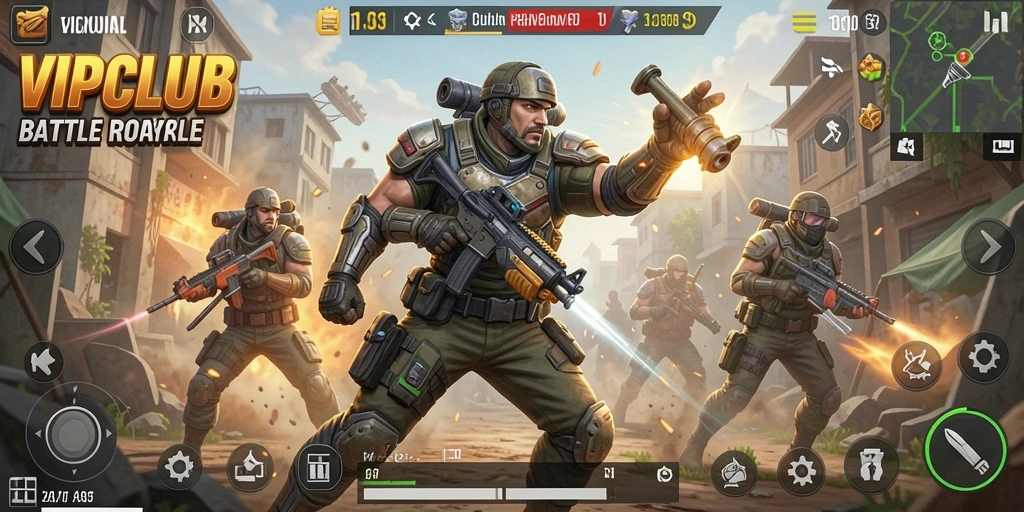 Tangkapan layar gameplay seru dari VIPCLUB di mode Battle Royale.